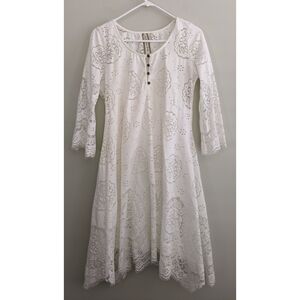 Aratta Silent Journey White Eleyet Curved Hem Peasant Dress